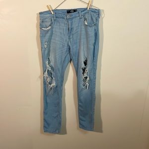 Hollister distressed light blue skinny jeans 36/32